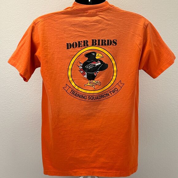 Vintage VT-2 Doerbirds T Shirt Mens Large US Navy Training Squadron Two Orange - Picture 3 of 10